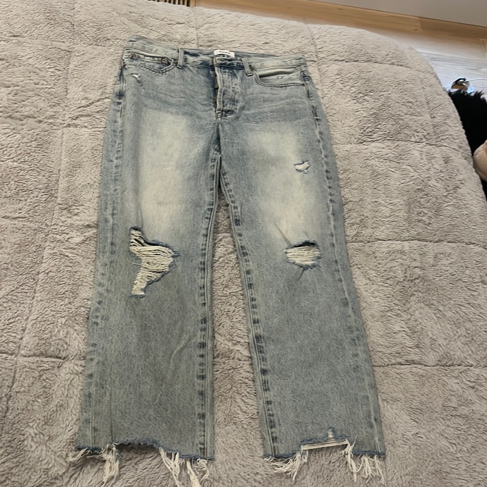 Pistola Denim Light Washed Straight Leg Distressed Jeans - Size 29